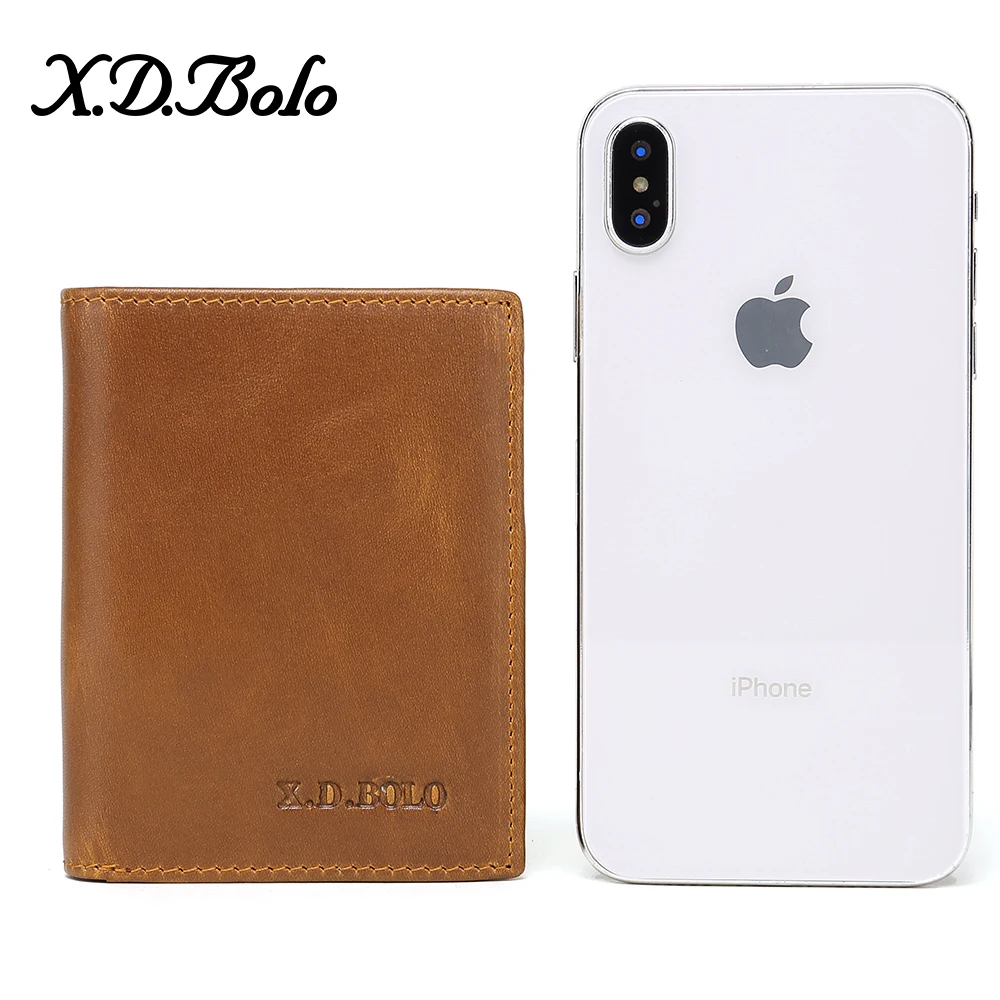 

XDBOLO Fashion Purse Men's Genuine Leather Wallet Mini Real Leather Wallet Male Card Holder Small Zipper Coin Purse DropShipping