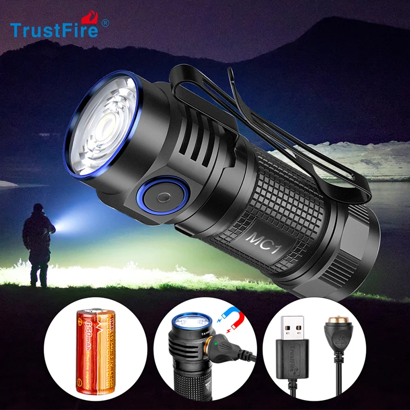 Trustfire MC1 Магнитный светодиодный вспышка светильник 1000 люмен Cree Перезаряжаемые 2A