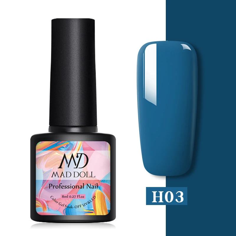 H03 MAD DOLL, 8 мл, сверкающий УФ-гель, Блестящие Блестки, маникюрный лак для ногтей, УФ-гель для ногтей, отмачиваемый, Рождественская серия, УФ-гель, блестящий лак с блестками - Цвет: H03