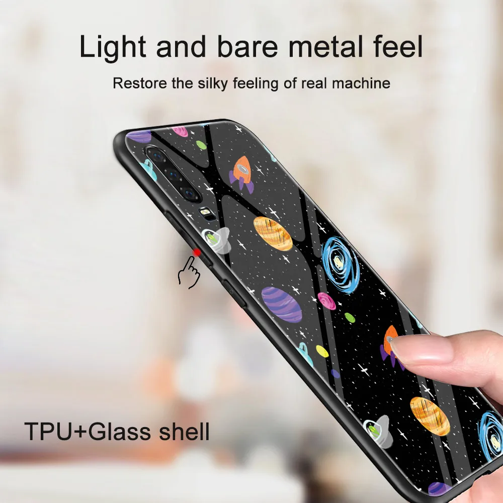 

Case for Huawei P30 P20 P40 Lite Pro P Smart Plus 2019 Honor 30 20 10 Pro Mate 40 30 20 Lite Pro Glass Astronaut Phone Cases