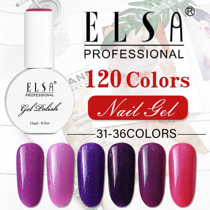 

ELSA PROFESSIONAL Nails Gel Polish 120 Colors Semi Permanant UV Nail Polish For Nail Art Salon Hybrid Lacquer