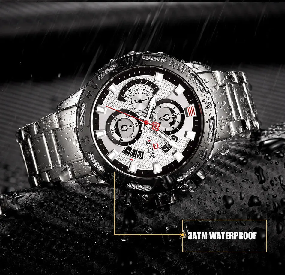 Часы наручные NAVIFORCE Мужские кварцевые модные повседневные Роскошные Аналоговые