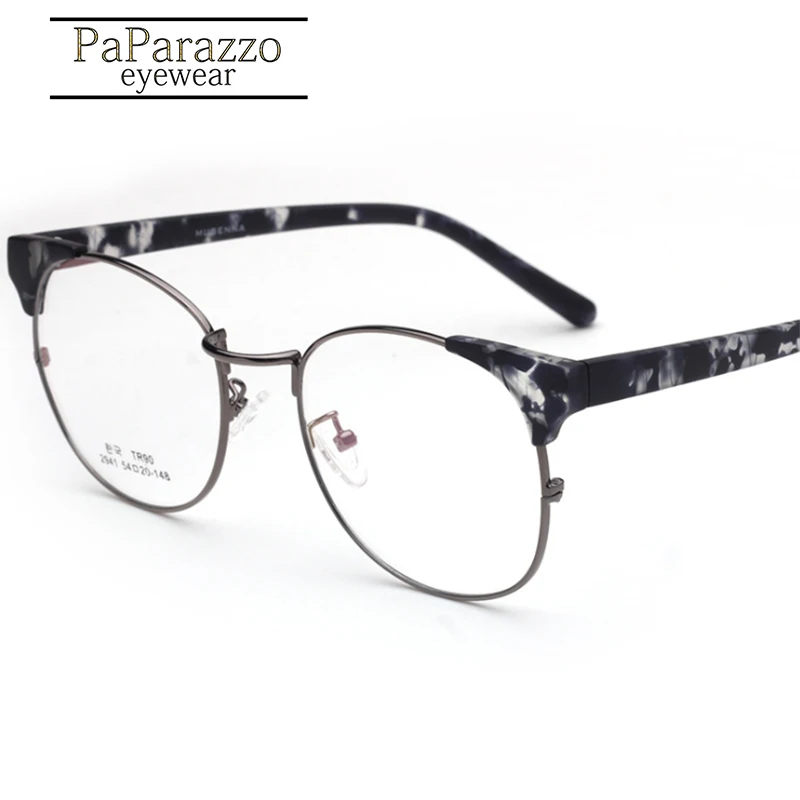 Модный круглый металлический оправа для оптических очков ультралегкий Ретро TR90