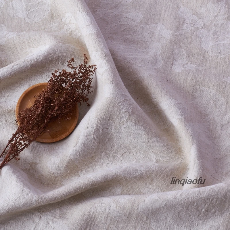 Конопляная жаккардовая ткань Высококачественная брендовая для одежды льняная |