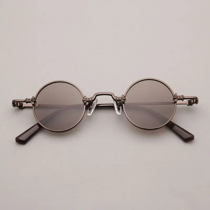 

Vazrobe 39mm Small Round Sunglasses Male Women Vintage Polarized Sun Glasses for Men Narrow Steampunk Retro Shades Black