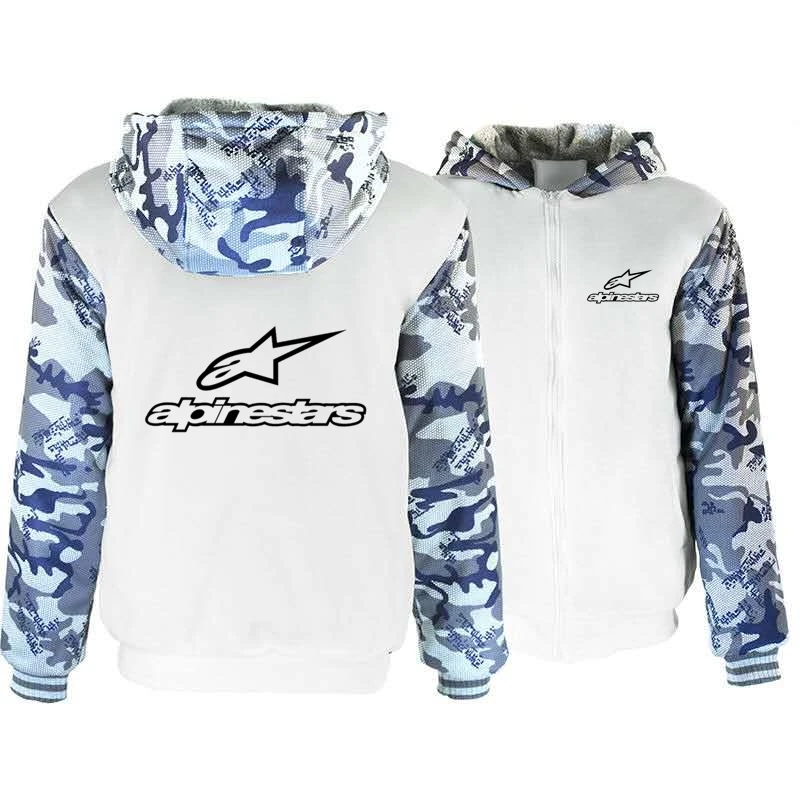 

Winter Man New Zipper Warm Hoodie Coat Alpinestars Logo Print Custom Made Brand Cotton Male Clothes Men Long Sleeve Hoodies Tops