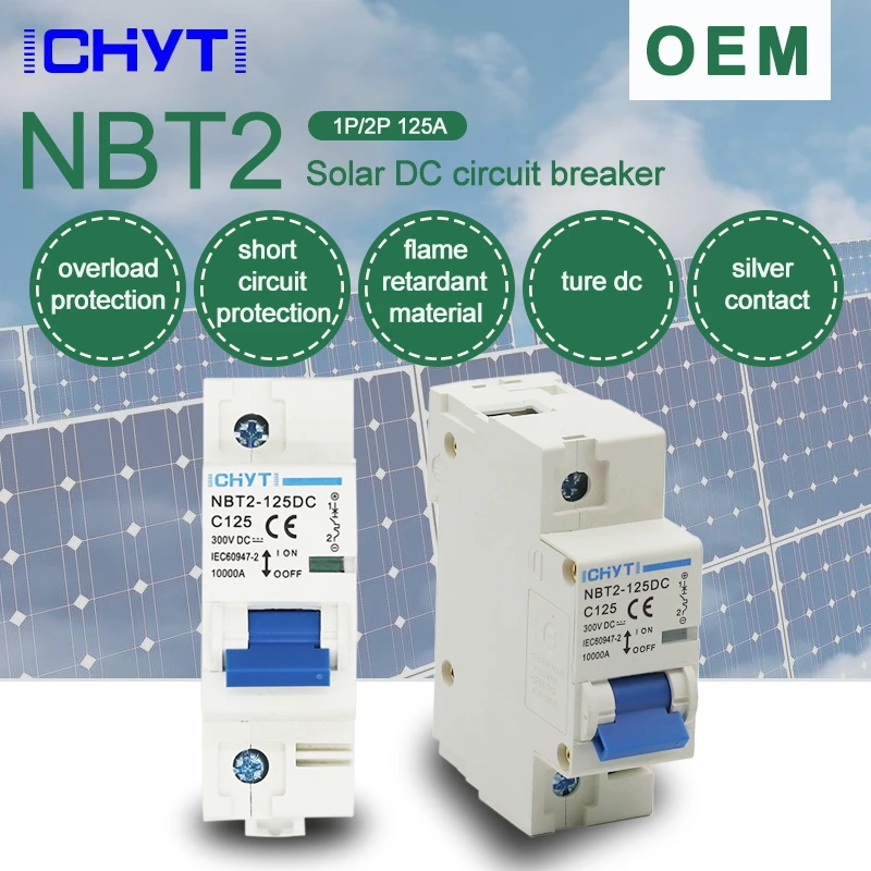 1P 100A 125A DC 300 в автоматический выключатель MCB для PV Системы главный аккумуляторной