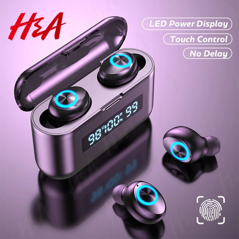 Беспроводной наушники TWS Bluetooth 2200 мАч зарядным устройством спортивная