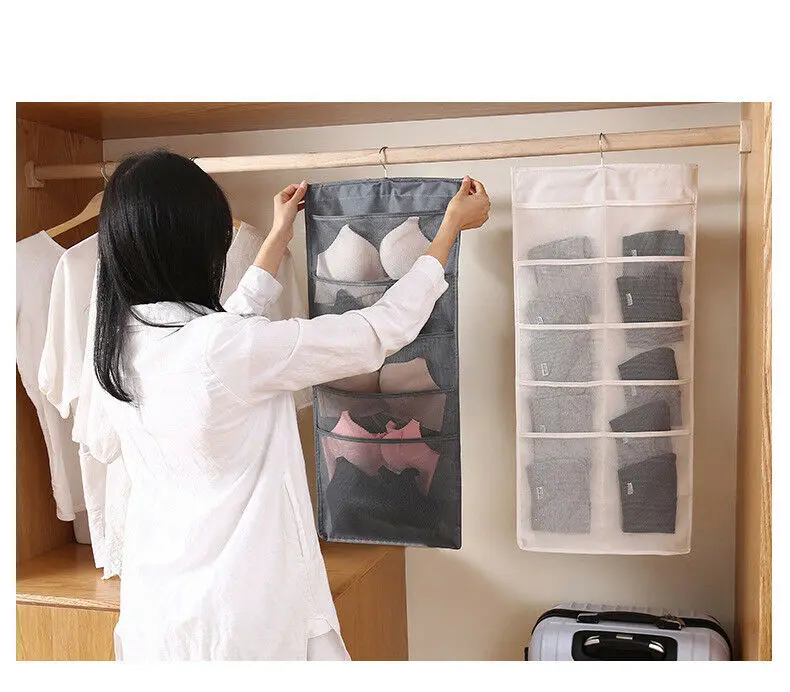 Женская сумка для хранения одежды бюстгальтеров носков подвесная однотонный