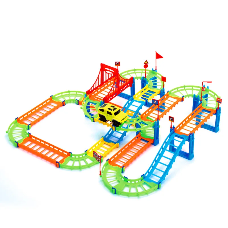 

74 шт. 3D двухслойная спиральная гусеница, американские горки, игрушка, Электрический Железнодорожный автомобиль для детей, подарок для детей...