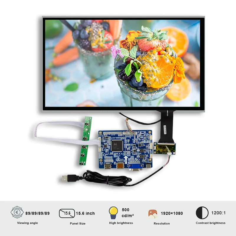 

Original 15.6 Inch RGB LCD Screen EV156FHM-N10 With Touch Panel Control Board HDMI VGA AV Resolution 1920*1080 Brightness 500