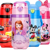 disney childrens thermos with straws stainless steel water bottle