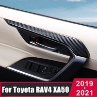 for toyota rav4 xa50 2019 2020 2021 2022 interior car door armrest frame strips decoration cover trim carbon fiber accessories