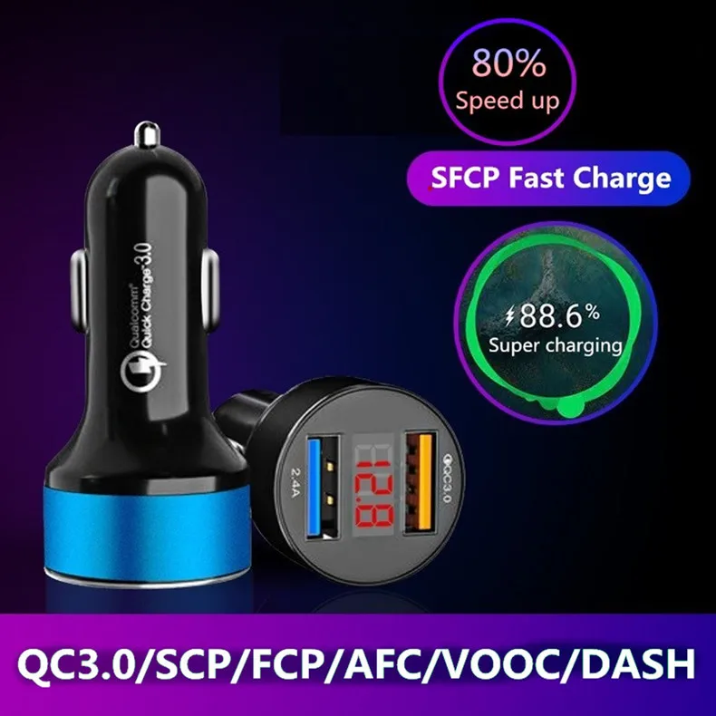 5А автомобильное двойное USB зарядное устройство Быстрая зарядка QC3.0 VOOC DASH мобильный телефон 2 порта Зарядка для iPhone samsung планшет MTK автомобильное зарядное устройство