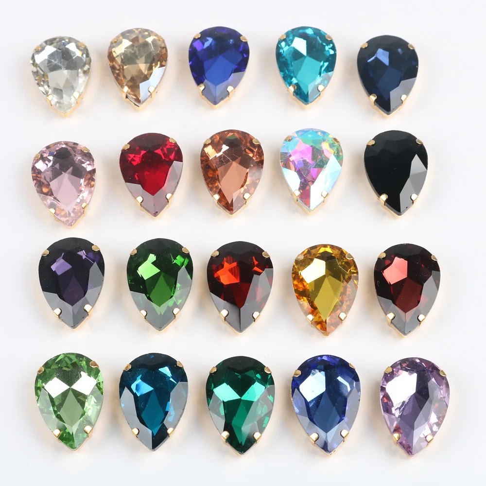 

Glitter Sewing Rhinestones For Needlework With Silver Claw Teardrop Sew on Glass Crystal Stones Diy Garment Clothes Shoes