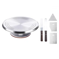 6pcs turntable cake decoration accessories set rotating cake stand tools metal stainless steel pastry spatula scraper