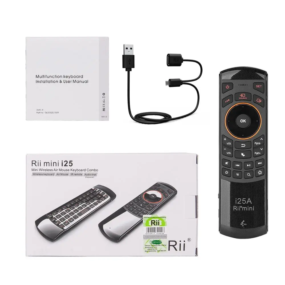 Пульт дистанционного управления Rii i25A 2 4G Mini Air Mouse с клавиатурой и разъемом для