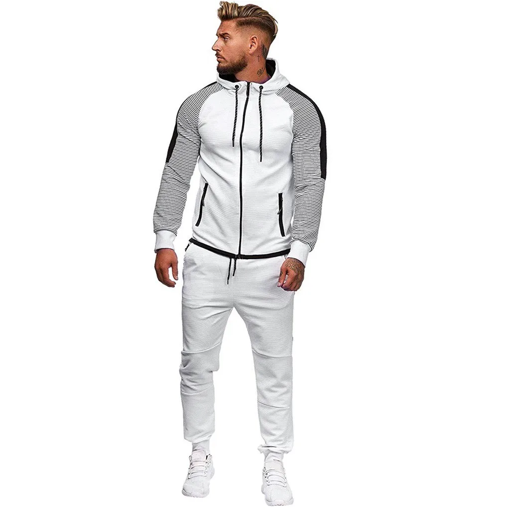 White 2pcs LOOZYKIT, фирменные мужские спортивные костюмы, повседневный спортивный костюм, комплекты для фитнеса, мужские спортивные костюмы, топы и штаны, комплект для мужчин, одежда, спортивный костюм - Цвет: White 2pcs