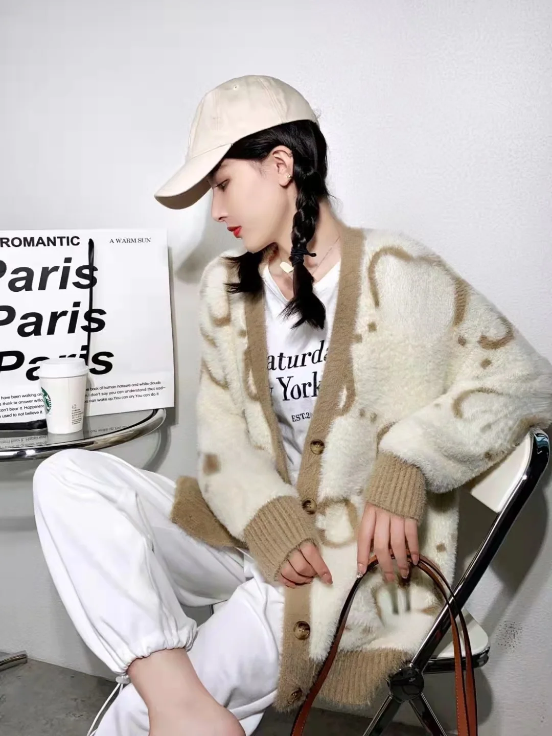 Новинка 2021 Женский жаккардовый свитер с надписью вязаный кардиган из Золотой