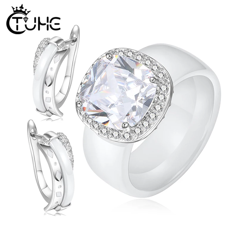 Большой Карат кубический циркон кольца серьги кольцо ювелирные изделия для