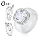 Большой Карат кубический циркон кольца серьги кольцо ювелирные изделия для невесты наборы для женщин Matrial керамические ювелирные изделия подарок на день Святого Валентина