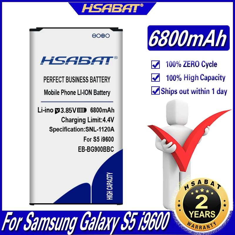 100% Оригинальный HSABAT 6800 мАч фотоаккумулятор для Samsung Galaxy S5 i9600 i9602 i9605 G900F G900T G9008 G9009D