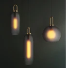 Подвесная лампа из матового стекла в сером цвете, прозрачная цилиндрическая Подвесная лампа Эдисона, освещение, простые линии, Подвесная лампа в форме капли