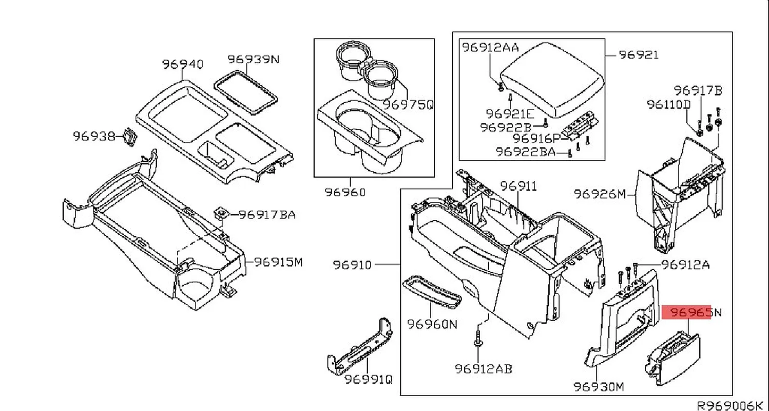 Серый держатель стакана для воды 96965-ZP00C Nissan