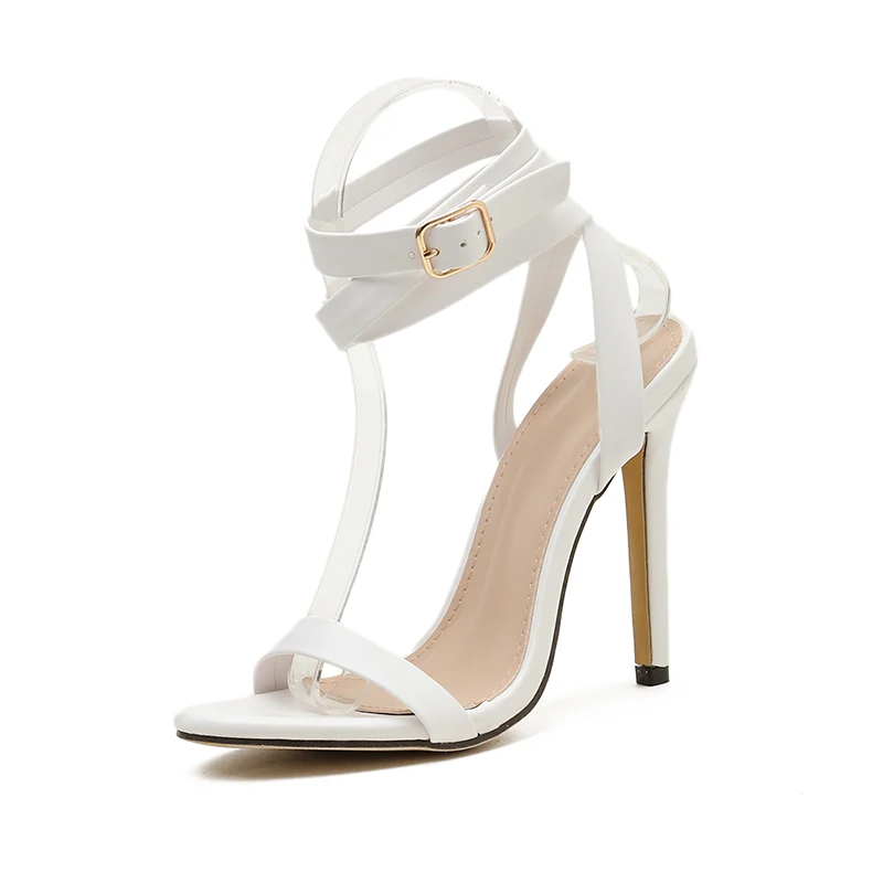 

Women's Summer Footwear Peep Toe Sandals Women NIUFUNI Stiletto Buckle High Heels Plus Size 42 Shoes For Woman Sandalias mujer