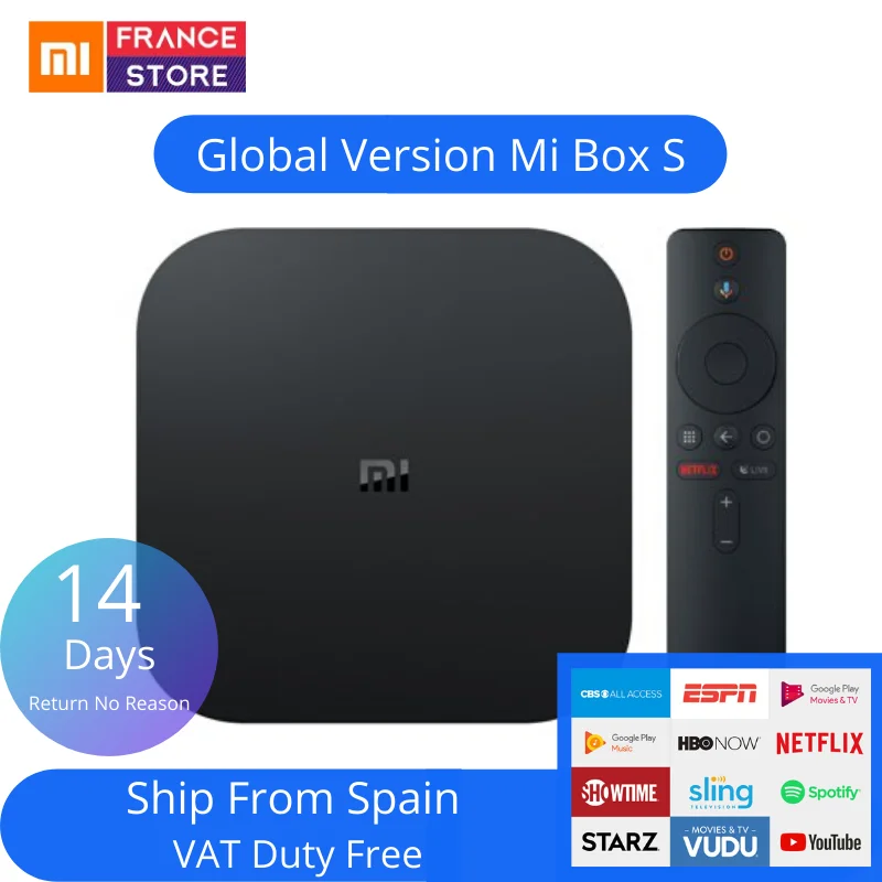 Xiaomi Mi BOX S Оригинальная глобальная версия 4K Ultra HD Android tv Box с Google Voice & Netflix пульт