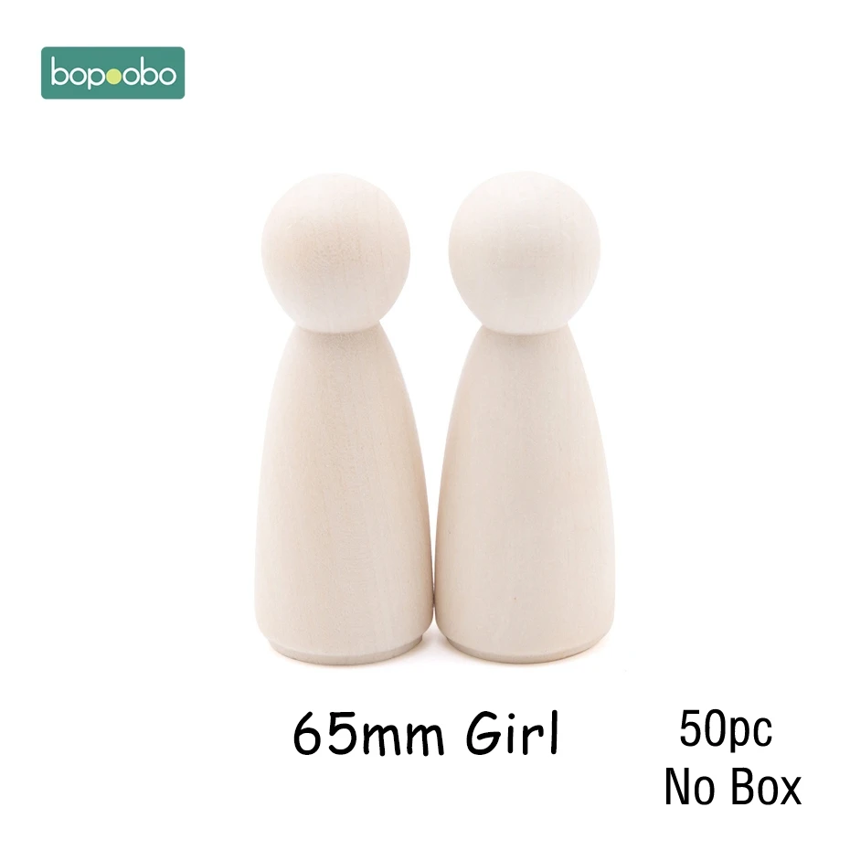 65mm Girl Bopoobo 50 шт. деревянный Прорезыватель для зубов, деревянные колышки для кукол, клен, неокрашенный, для детей, Pg, куклы ручной работы, незавершенные куклы, Декор, куклы, набор игрушек - Цвет: 65mm Girl