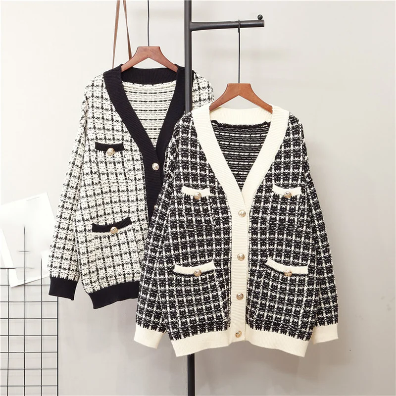 

Кардиган женский трикотажный на пуговицах, с V-образным вырезом и длинным рукавом