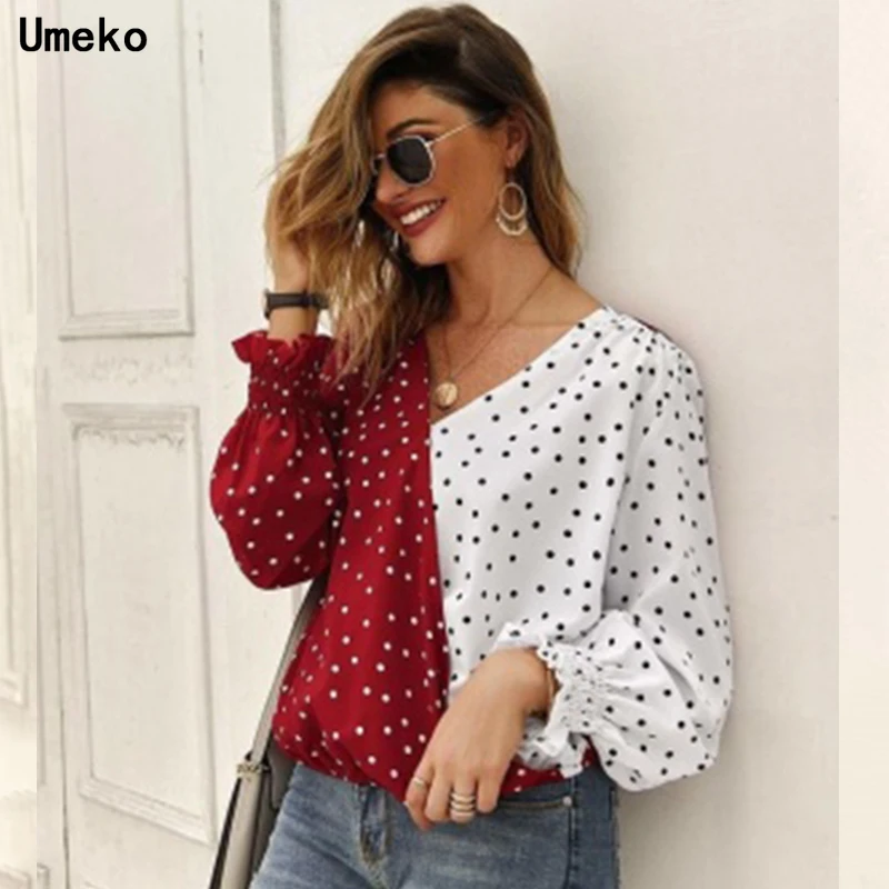 

2021 Autumn New Women Blouse Tops Women Work Office Dot Print Blouse Shirt Casual Long Sleeve Shirt Blouses femmes mode Blusas