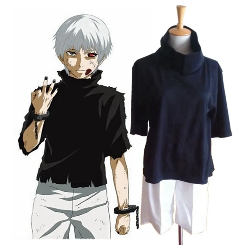 

Japanese Anime Tokyo Ghoul Cosplay Costumes Boosts Kaneki Ken Cosplay Jackets Black Fight Uniform Full Set With Mask wig