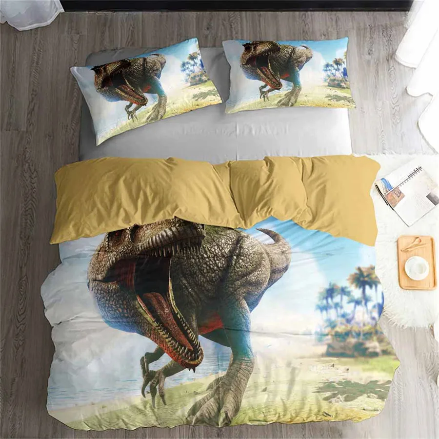 Комплект постельного белья HELENGILI 3D с принтом динозавра в парке Юрского периода