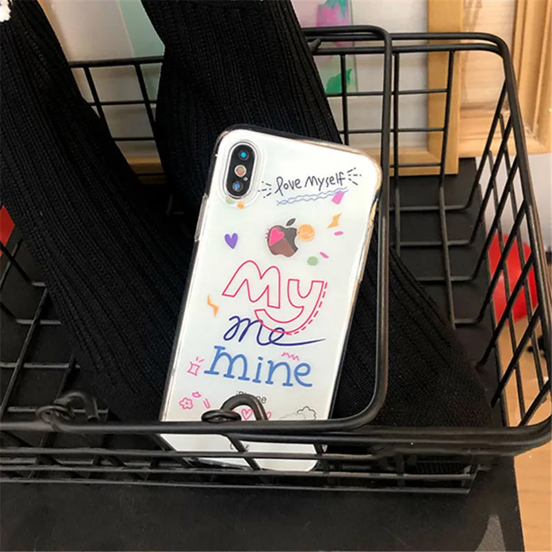 Ретро мой граффити узор Простой милый чехол для телефона iPhone XS 11 Pro MAX силиконовый