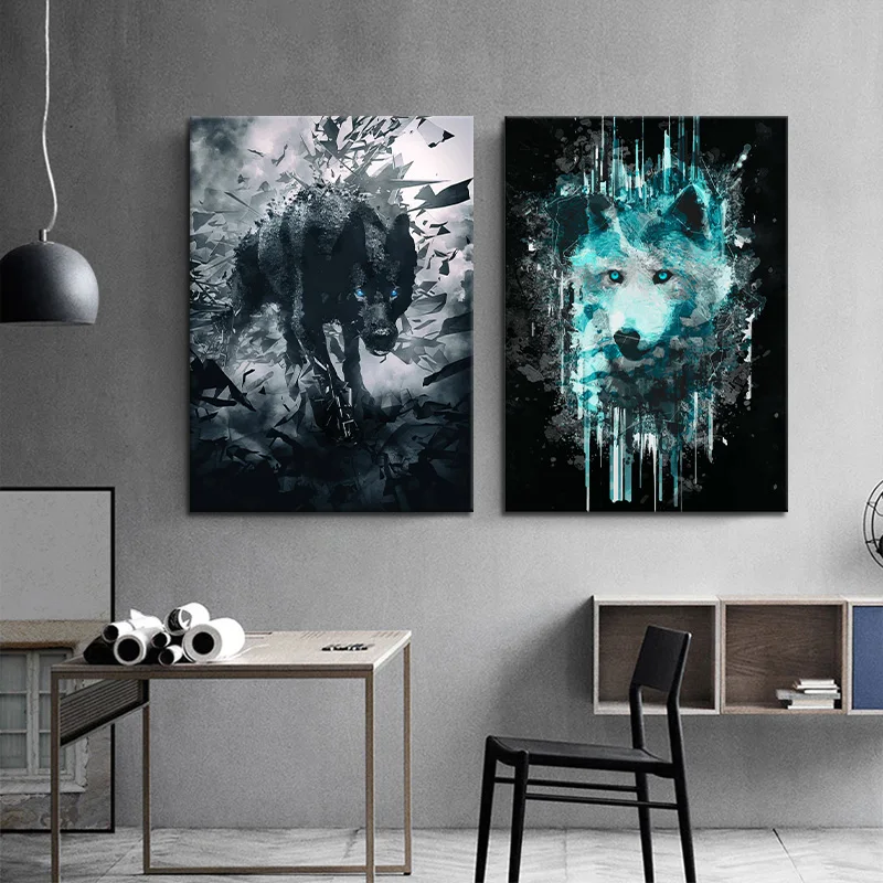 

2 панели, Фантастическое искусство, Настенная картина, постер с животными, сломанная картина маслом, домашний декор, настенная наклейка, кар...