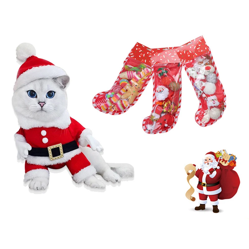 Cat Toy Set Christmas Series Sock Shape Free Combination Pet Products | Дом и сад
