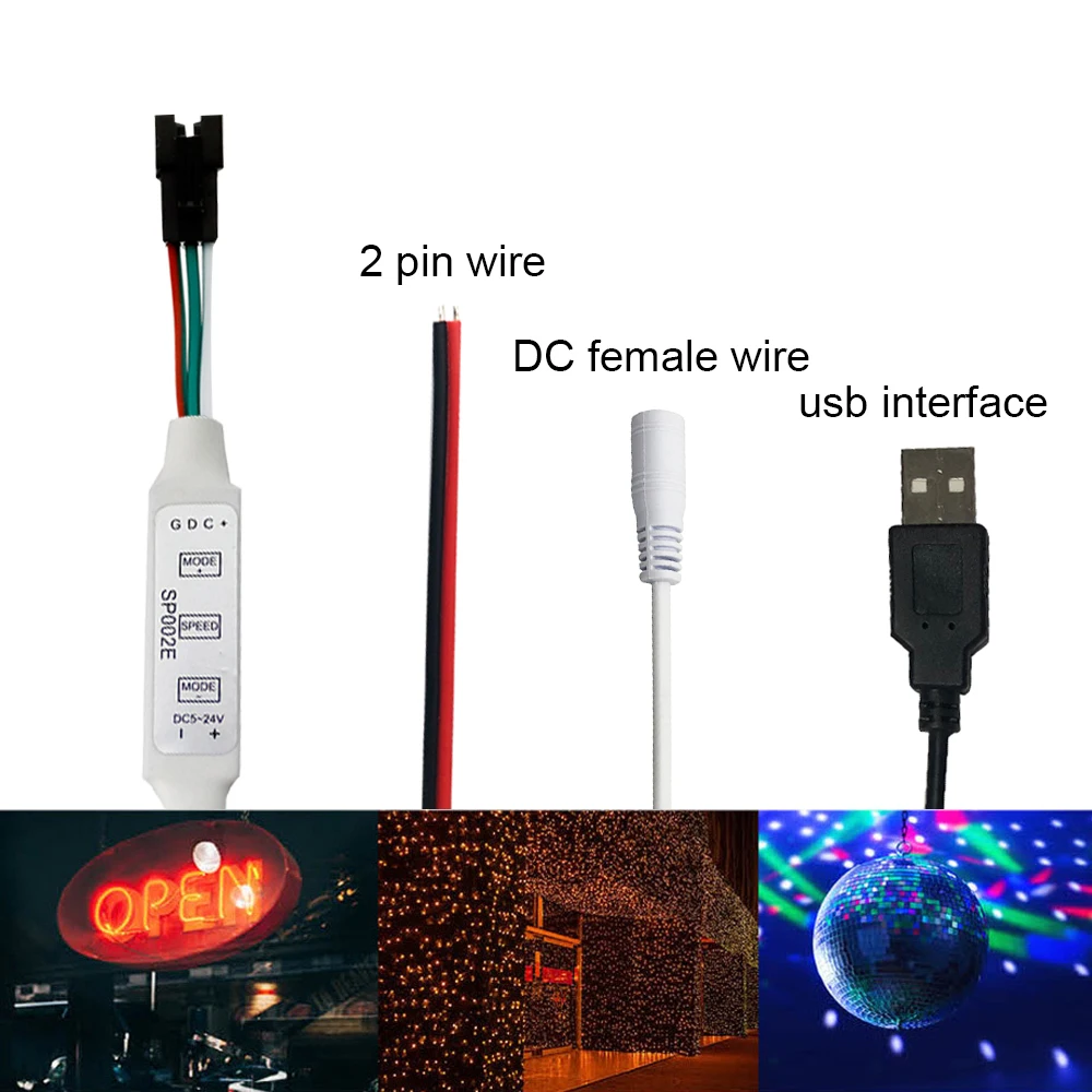 Мини светодиодный контроллер 5 24 В постоянного тока SP002E WS2812B WS2811 WS2812 SK6812 RGB LED