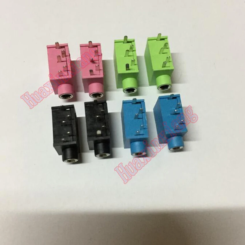 

100PCS/Lot 3.5MM Audio Socket/Jack Connector Green color 5Pin for headset