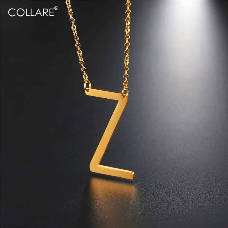 

Collare Letter Z Choker Necklace Stainless Steel Alfabet Pendant Initial Jewelry Gold/Black Color Statement Necklace Women N033