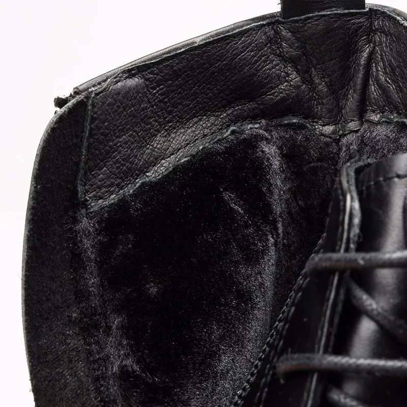 Black with wool ZGZJYWM/Новинка; Сезон Зима; модные высококачественные ботинки-оксфорды ручной работы из натуральной кожи с острым носком на шнуровке; Мужские ботинки в деловом стиле - Цвет: Black with wool