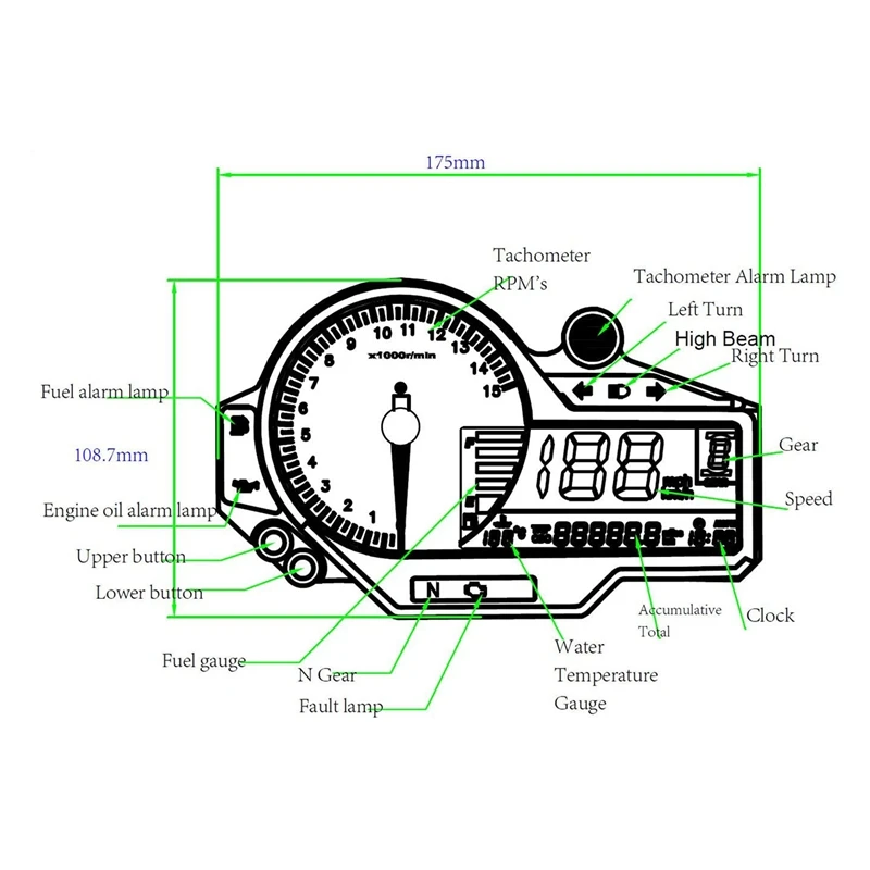 

Motorcycle Universal 1, 2, 4 Cylinder Oeter Tachometer ATV LCD Digital Speeeter For-BMW Kawasaki Suzuki Honda