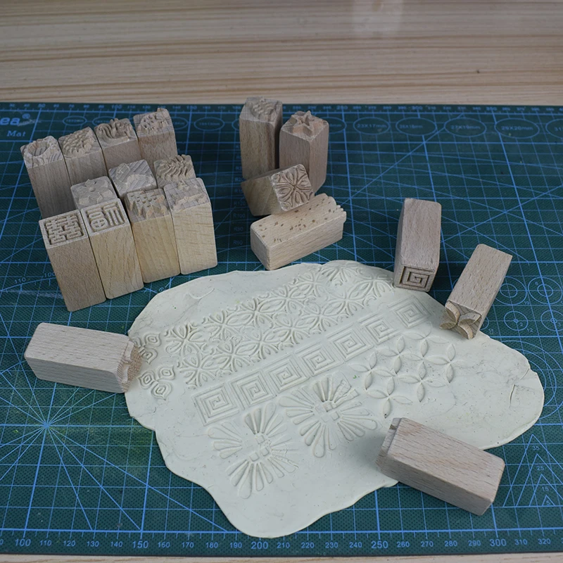 Ручной резной деревянный штамп для печати DIY глиняная керамика печать Monstera лист