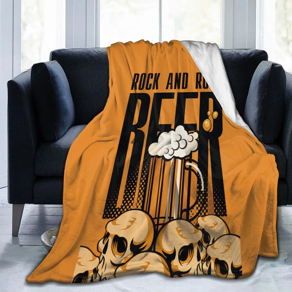 

Alternative beer themed 3D blanket, personalized printing, soft and warm coral velvet, mechanically washed flannel blanket