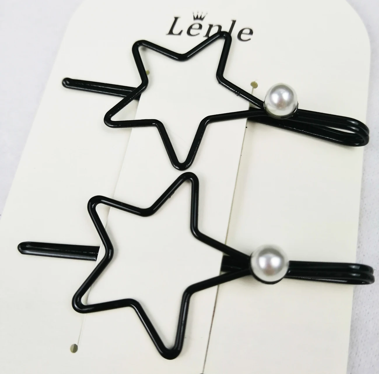 Заколка для волос детская девочек с жемчугом звездой и бантом 6 см 4 шт. | Детская