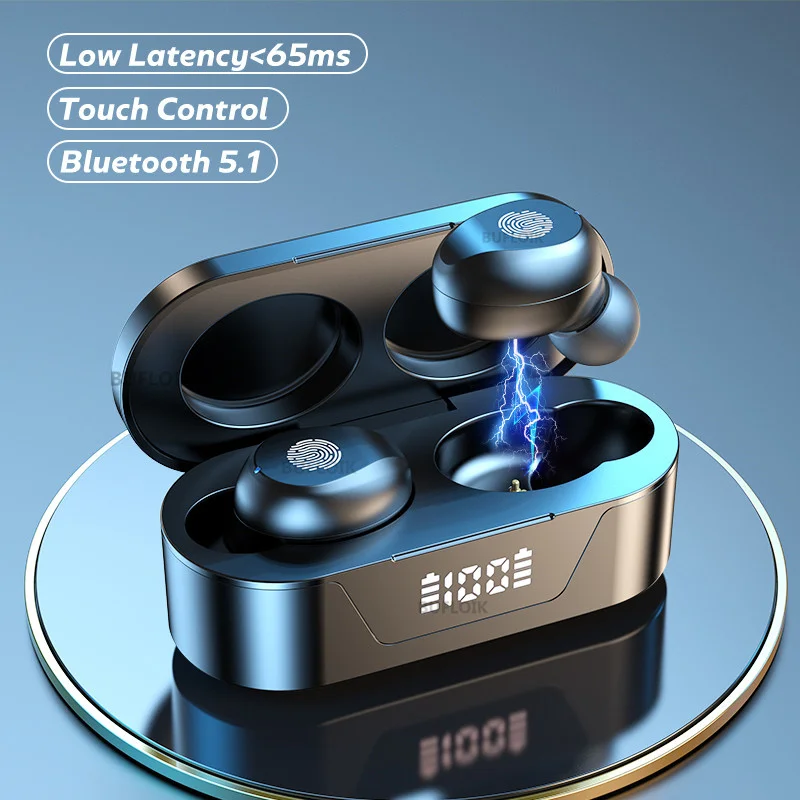 

TWS 5.1 Earphone Wireless Bluetooth-Compatible Headphone HiFi Sports Waterproof Headsets Stereo Earbuds With Mic Noise Reduction