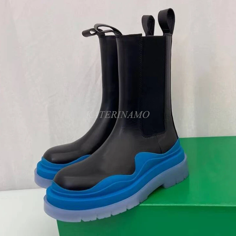 

Luxury Brand Platform Boots Women Thick Bottom Real Leather Ankle Boots Round Toe Ladies Short Boot Runway Shoes Botas Hot Sale