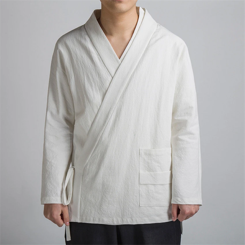 

Tang Suit 2021 Autumn Chinese Style Cardigan Bandage Shirts Hanfu Vintage New Year Traditional Chinese Clothing for Men Tai Chi