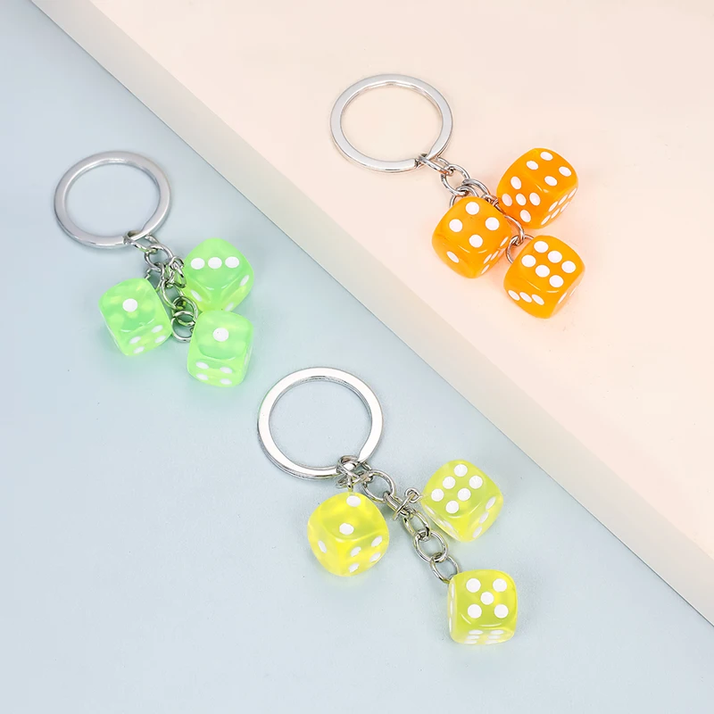 1Piece Multi-color Keychain Key Chain Keyring Personality Removable Resin Dice（3 combination） Game Bag Keychains Unique Trinket - купить